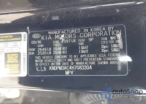 2017 Kia Sportage Lx z USA, uszkodzony, nr VIN KNDPM3AC4H7083304